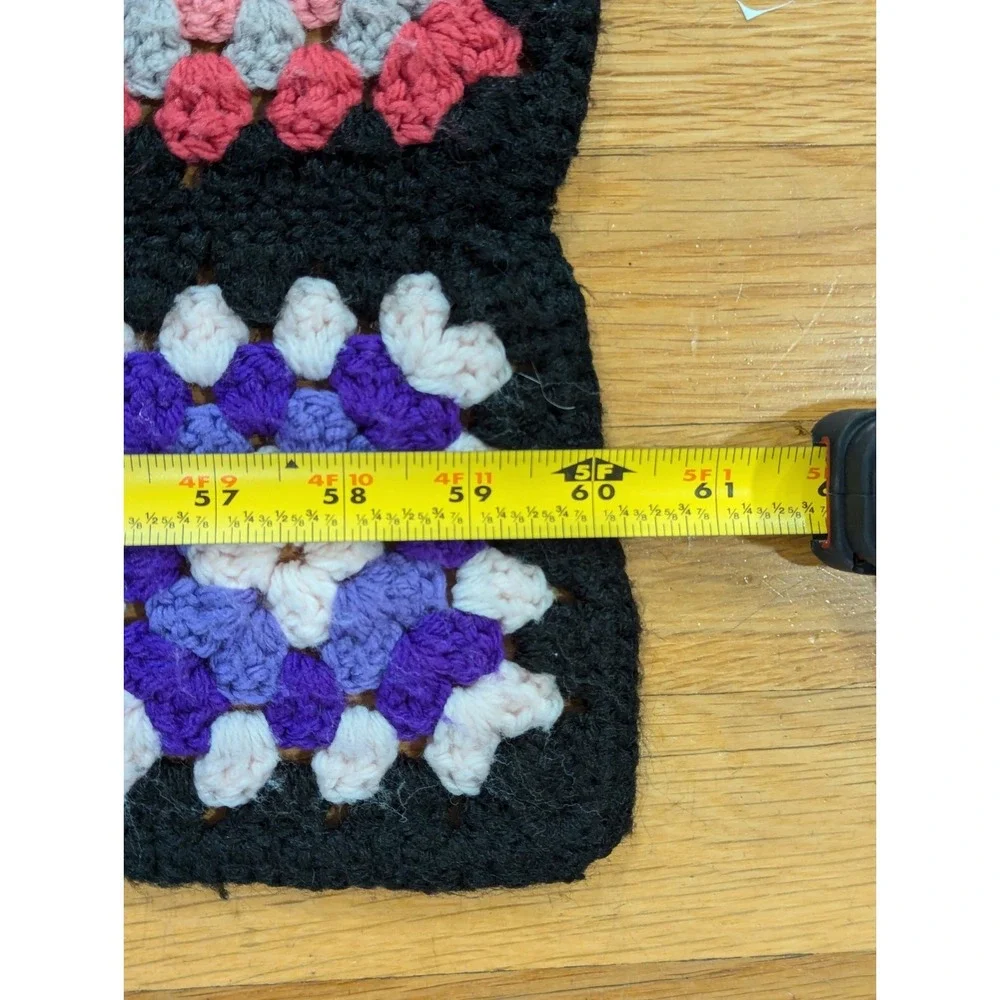 VTG Granny Square Roseanne Afghan Crochet Multicolor Blanket Throw Colorful READ
